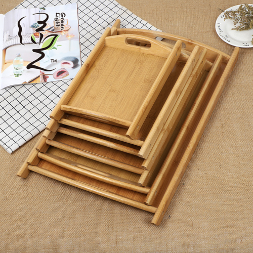 [green light] bamboo hotel tray tea tray household bamboo wooden handle plate fast food plate binaural fruit tray