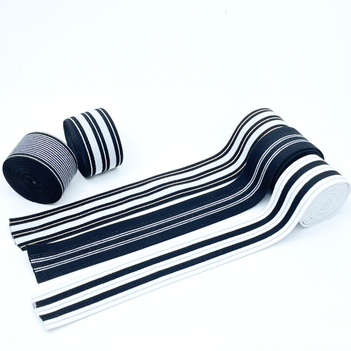 Manufacturers Customize 4cm Polyester Black and White Gold and Silver Silk Woven Elastic Tape Elastic Band Headband Hair Accessories Waist Head 