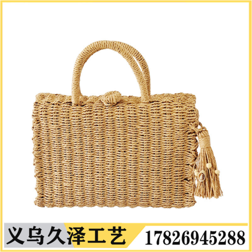spring simple versatile european and american handbag small satchel vintage women‘s bag woven straw bag