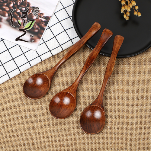 [Green Light] 3.9 * 16.5cm Wooden Spoon Tableware Dessert Spoon Solid Wood Spoon Honey Coffee Mixing Spoon