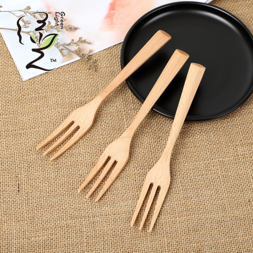 [green light] 2.5*19cm wood color fork wooden fork fruit fork long handle snack fork kitchen supplies tableware
