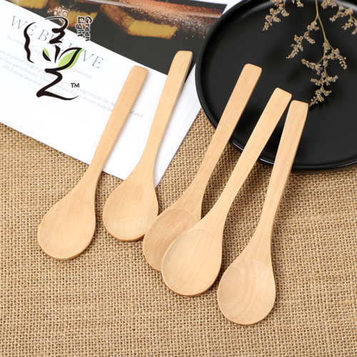 [green light] 3.5*15cm wood color wooden spoon tableware japanese coffee spoon mixing spoon wooden spoon wholesale