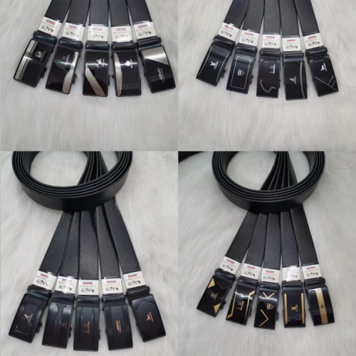 factory direct sale litchi pattern edging pvc automatic buckle belt casual belt business suit pants belt high-end elegant