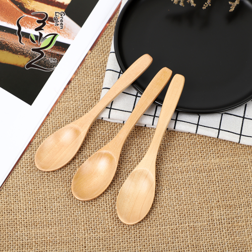 [Green Light] 3 * 15cm Wood Color Wooden Spoon Tableware Japanese Coffee Spoon Stirring Spoon Wooden Spoon Wholesale