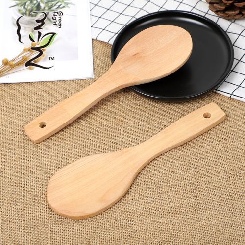 [Green Light 】 7.5 * 23cm Log Spoon Household Wooden Rice Spoon Wooden Cooking Spoon Rice Spoon Kitchen Supplies