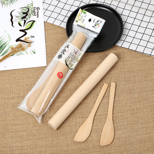 [Green Light] 24cm Wooden Rolling Pin Dumpling Blade Three-Piece Set Practical Home Set Baking Utensils 