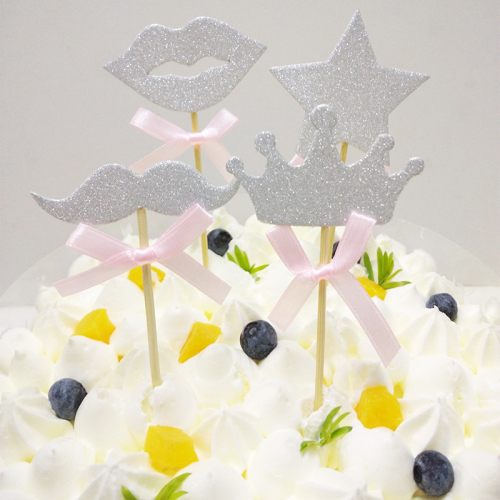 factory direct cake card insertion birthday party decoration decoration crown beard lips five-pointed star silver card insertion