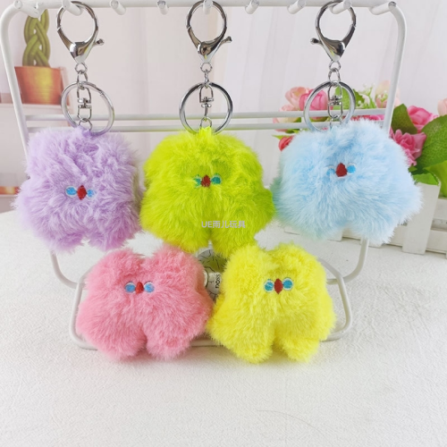 cross-border cute little monster pink stupid keychain small pendant mini bag hanging doll clothing accessories key