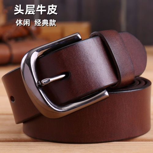 Factory Wholesale High-End Belt Brand Men‘s Belt First Layer Cowhide Pin Buckle Leisure
