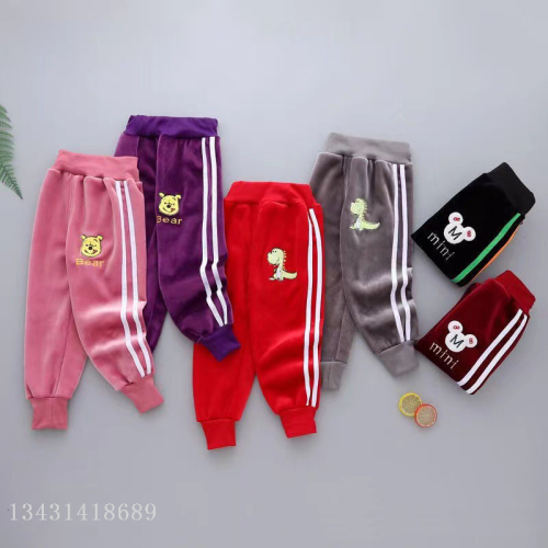 Autumn and Winter Children‘s Clothing Double-Sided Sweat Pants Foreign Trade Little Children‘s Clothing Cartoon Trousers Wholesale