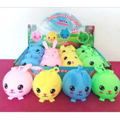 Cross-Border New Long Ears Rabbit Hairy Ball Novelty Toys Light-Emitting Toys Decompression Children's Educational Toys