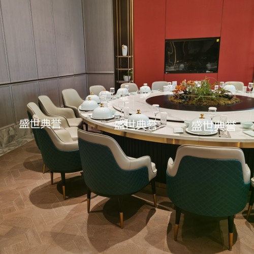 Shanghai Star Hotel Solid Wood Dining Table and Chair Seafood Restaurant Light Luxury Bentley Chair Banquet Center Box Solid Wood Dining Chair