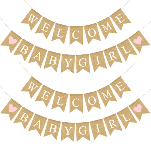 Party Decoration Garland String Flags Welcome Baby Girl Welcome Baby Girl Girl Linen Swallowtail Hanging Flag