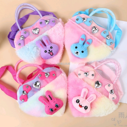 cute colorful plush bunny love satchel creative new cartoon handbag children baby shoulder bag