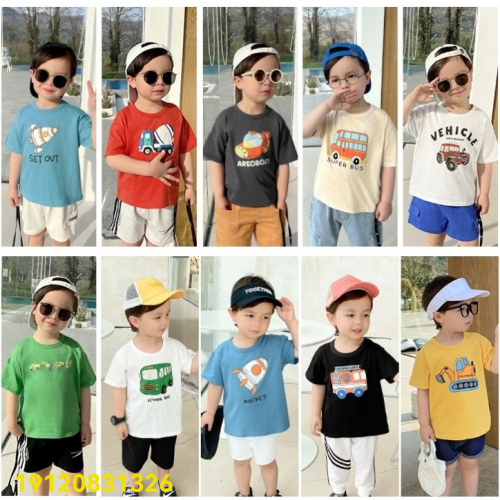 Summer New Tail Goods Children‘s Short-Sleeved T-shirt Foreign Trade Stall Wholesale 5 Yuan Clothing Casual Children‘s Clothing Short-Sleeved T-shirt