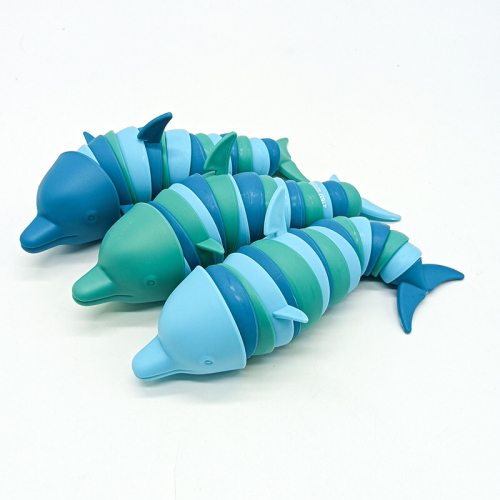 Cross-Border Decompression Dolphin Shark Caterpillar Plastic Toy Simulation Dolphin Shark Toy