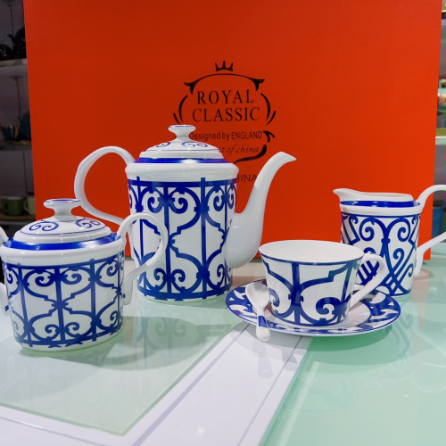 custom hermes bone china coffee set ceramic tableware cup pot flower tea set